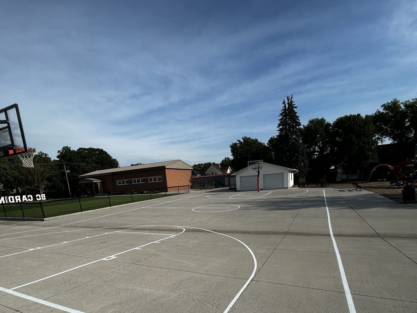 Fresh basketball court markings
