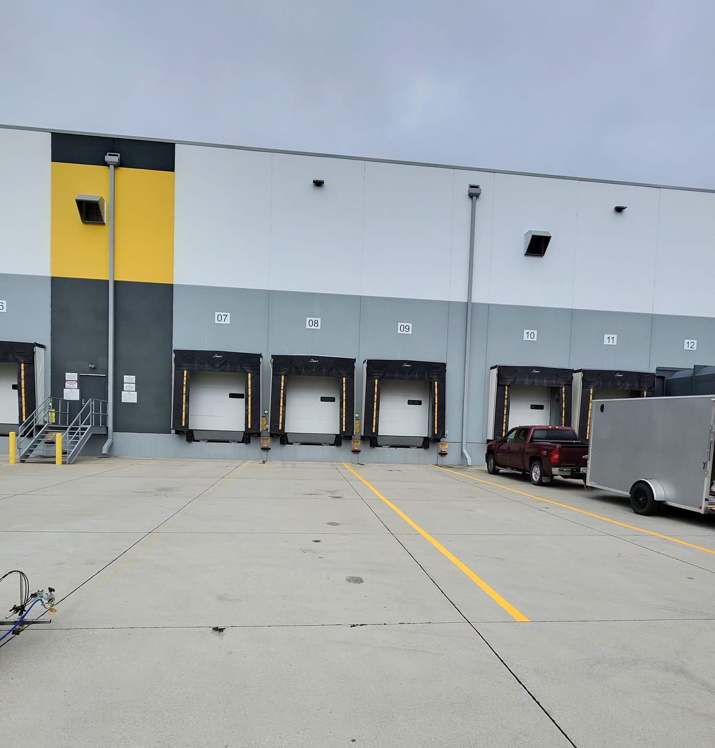 Warehouse loading dock lot striping