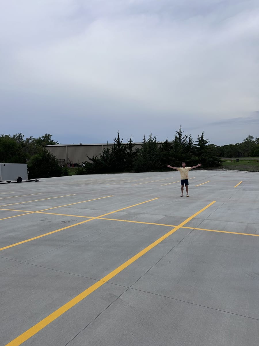 Freshly striped new-construction lot